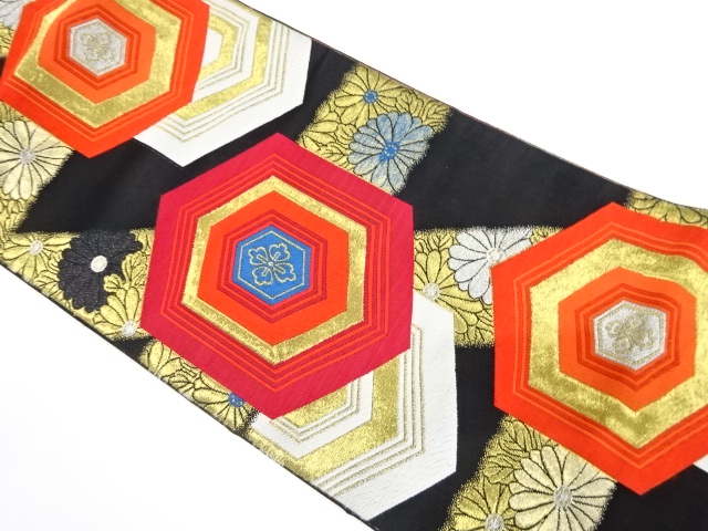 JAPANESE KIMONO / ANTIQUE FUKURO OBI / WOVEN KIKKO